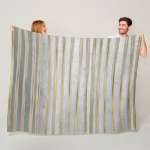 Elegante, zeitgenössische Gold- und Grautonstreife Fleecedecke