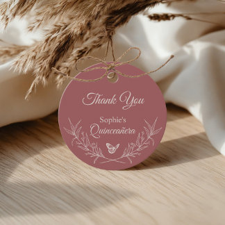Elegante zeitlose Rose Mauve Quinceañera Gefälligu Geschenkanhänger