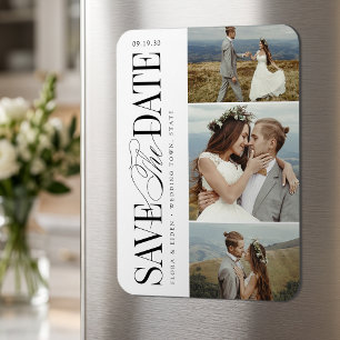 Elegante zeitlose Typografie 3 Foto Save The Date Magnet