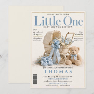 Elegante Zeitschrift-Cover-Baby-Party für Jungen Einladung