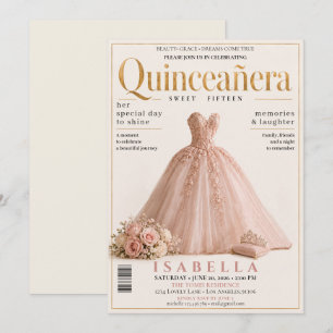 Elegante Zeitschrift-Cover Quinceanera-Einladung Einladung