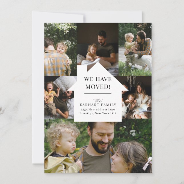 Elegante Zuhause Foto Collage Moving Ankündigung (Vorderseite)