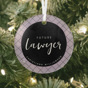 Elegante Zukunft Anwalt Karomuster Personalisiert Ornament Aus Glas