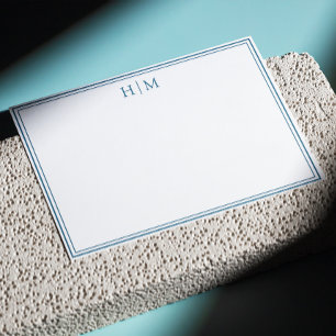 Elegante zwei einfache Monogramm-Note Mitteilungskarte