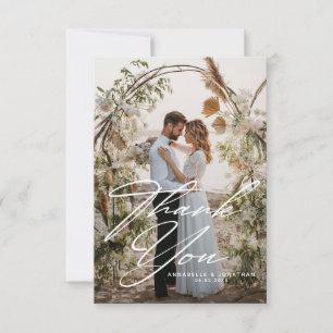 Elegante Zwei-Foto-Hochzeit  Dankeskarte