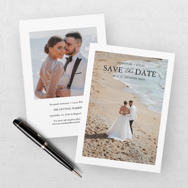 Elegante Zwei-Foto Save The Date (Von Creator hochgeladen)