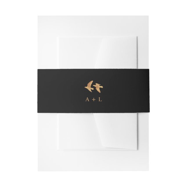 Elegante zwei goldene Hochzeiten | Monogramm Einladungsbanderole (Vorderseite Beispiel)