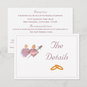 Elegante Zwei-Herzen-Katholische-Hochzeit  Begleitkarte