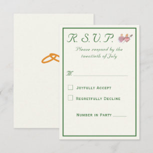Elegante Zwei-Herzen-Katholische-Hochzeit RSVP Karte