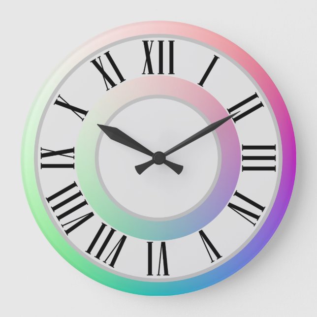 Elegante zwei Regenbogenscheiben, römische Numeral Große Wanduhr (Vorderseite)