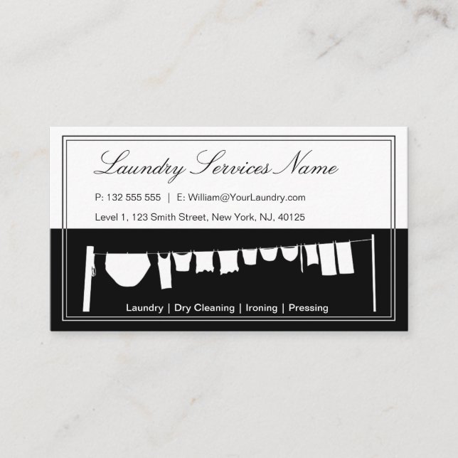 Elegante Zwei Tone Wäscheservice Business Card Visitenkarte (Vorderseite)