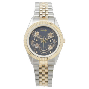 „Elegante zweifarbige personalisierte Weihnachtsuh Armbanduhr