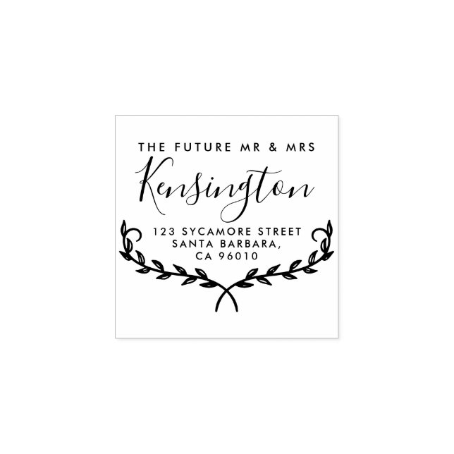 Elegante Zweige | RÜCKSENDEADRESSE Gummistempel (Prägung)