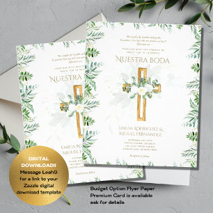 Elegante zweisprachige katholische Hochzeitseinlad Flyer
