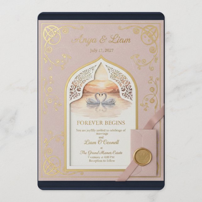 EleganteGoldeneHochzeitseinladung Programm (Vorderseite)