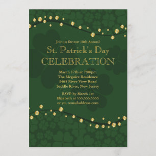 Eleganten Kleeblatt-St Patrick Party Einladung