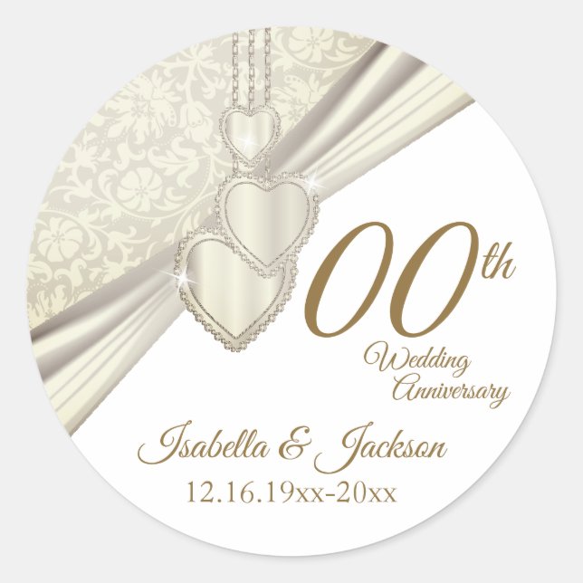 Eleganter 00. Hochzeitstag Runder Aufkleber (Vorderseite)