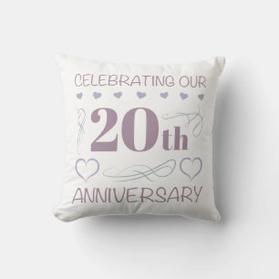 Eleganter 20. Hochzeitstag Lavendel Kissen