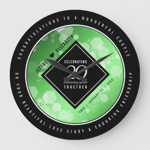 Eleganter 20. Smaragdgrüner Hochzeitstag Große Wanduhr