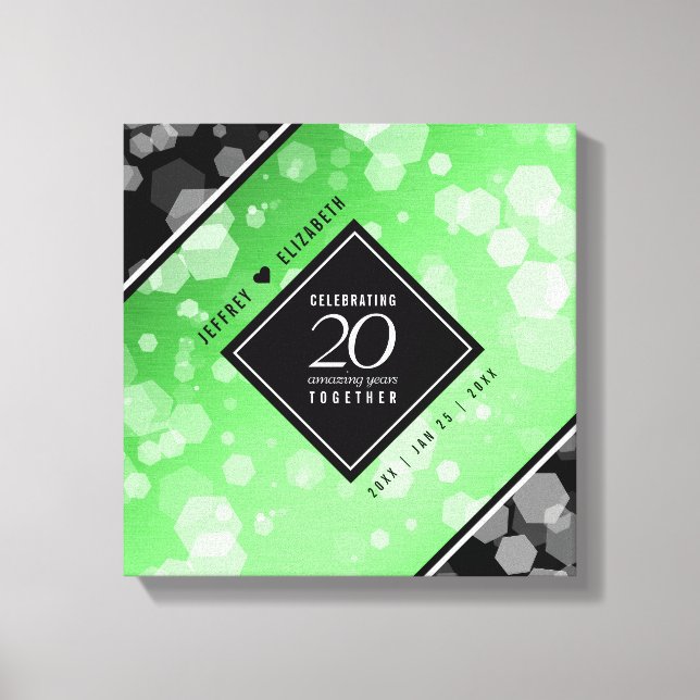Eleganter 20. Smaragdgrüner Hochzeitstag Leinwanddruck (Vorderseite)