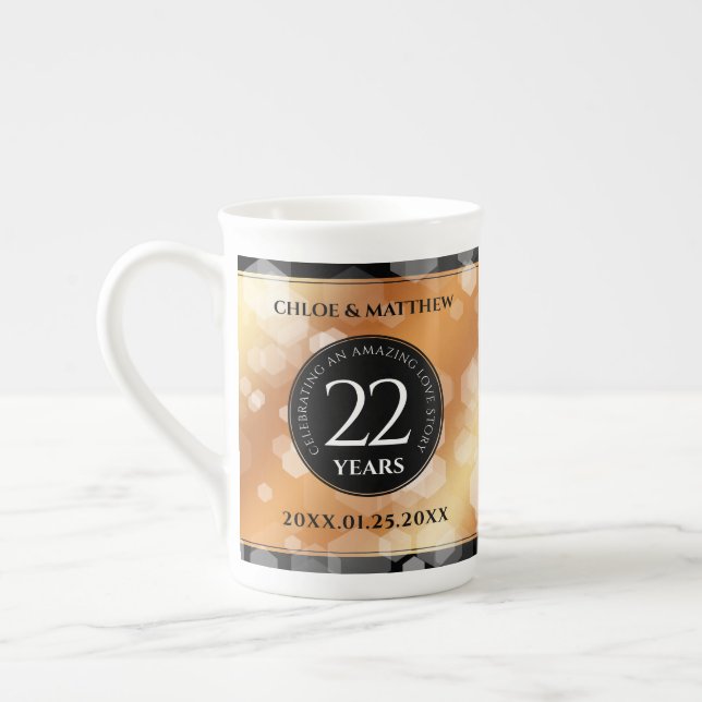 Eleganter 22. Geburtstag der Kupferhochzeit Prozellantasse (Links)