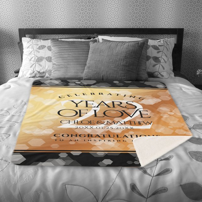 Eleganter 22. Geburtstag der Kupferhochzeit Sherpadecke (Elegant 22nd Copper Wedding Anniversary Sherpa Fleece Blanket Cover Photo.)