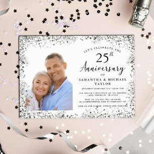 Eleganter 25. Hochzeitstag Einladung
