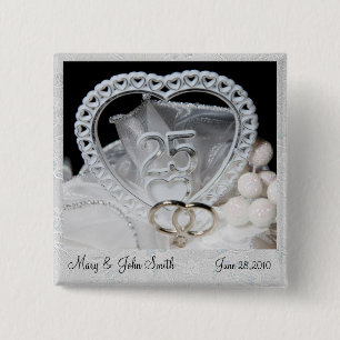 Eleganter 25. Hochzeitstag-Knopf Button