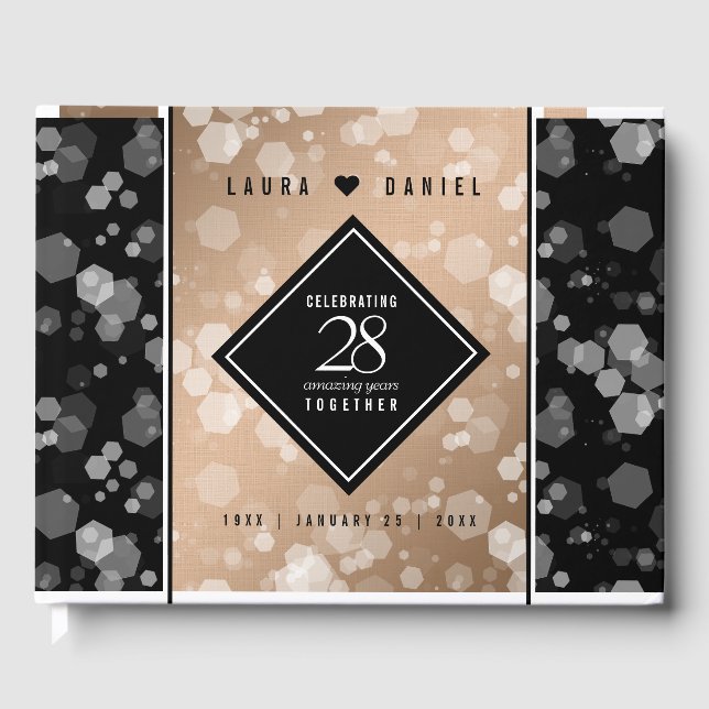 Eleganter 28. Geburtstag von Linen Gästebuch (Vorderseite)