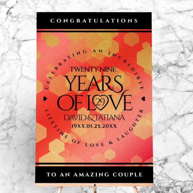 Eleganter 29. Garnet Hochzeitstag Acrylschild (Elegant 29th Garnet Wedding Anniversary Acrylic Sign Cover Photo)