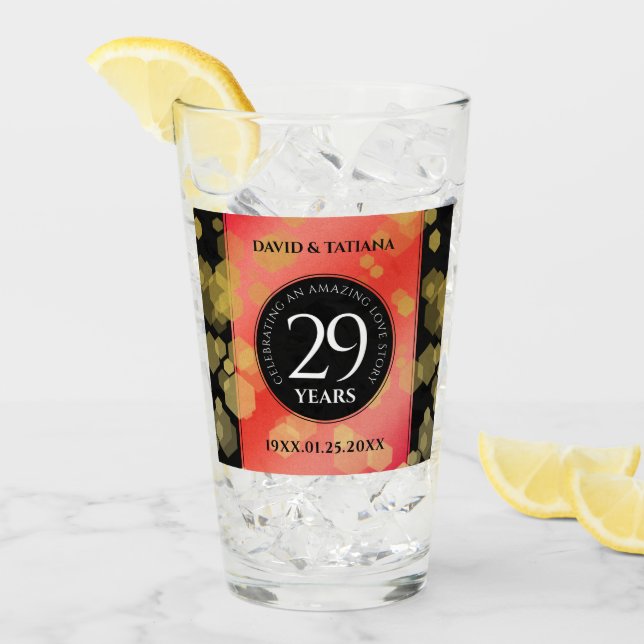 Eleganter 29. Garnet Hochzeitstag Glas (Vorderseite Ice)