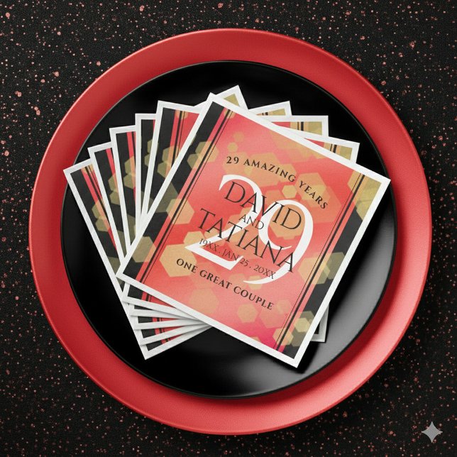 Eleganter 29. Garnet Hochzeitstag Serviette (Elegant 29th Garnet Wedding Anniversary Napkins Cover Photo)