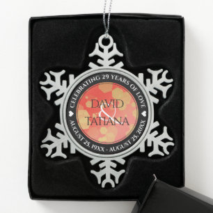 Eleganter 29. Hochzeitsjubiläum von Garnet Schneeflocken Zinn-Ornament