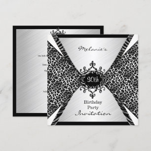 Eleganter 30. Geburtstag Leopard Zebra Schwarz Wei Einladung