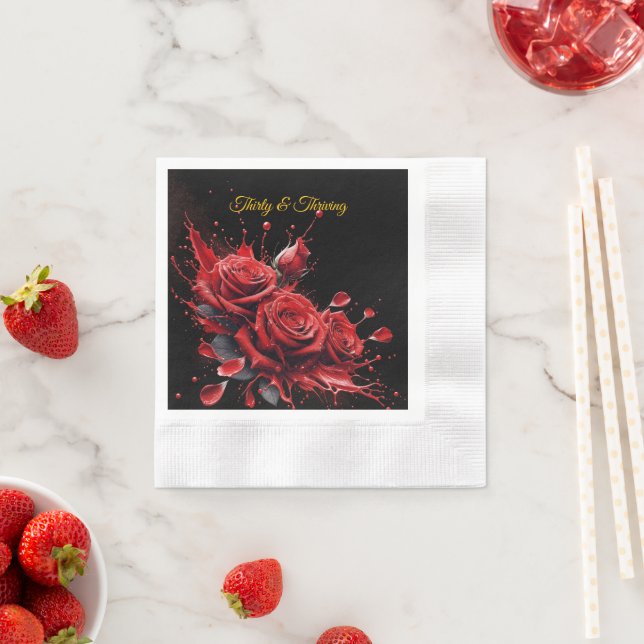 Eleganter 30. Geburtstag - Rose in Bloom Serviette (Beispiel)