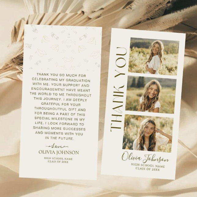 Eleganter 3 Foto Minimalistischer Abschluss Dankeskarte (Von Creator hochgeladen)