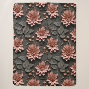 Eleganter 3D Stil Floral Relief Sherpadecke