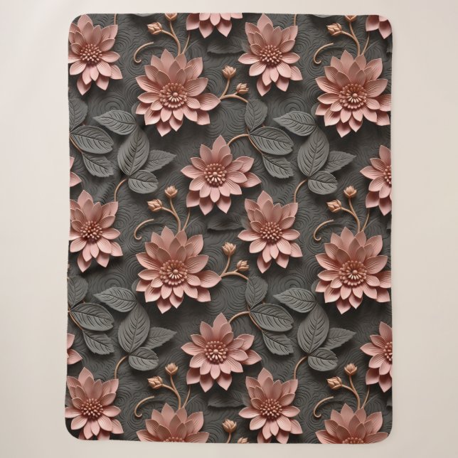 Eleganter 3D Stil Floral Relief Sherpadecke (Vorderseite)