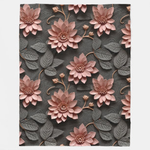 Eleganter, 3D-Stil Pastel Floral Relief Fleecedecke