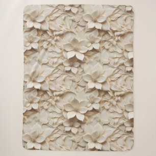 Eleganter, 3D-Stilweißer Flora Relief Sherpadecke