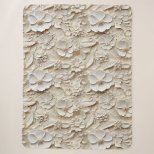 Eleganter, 3D-Stilweißer Flora Relief Sherpadecke