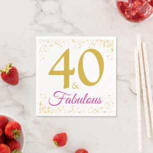 Eleganter 40-jähriger Pink Gold Glitzer Serviette