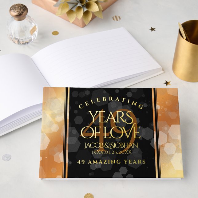 Eleganter 49. Geburtstag der Kupferhochzeit Gästebuch (Elegant 49th Copper Wedding Anniversary Foil Guest Book Cover Photo)