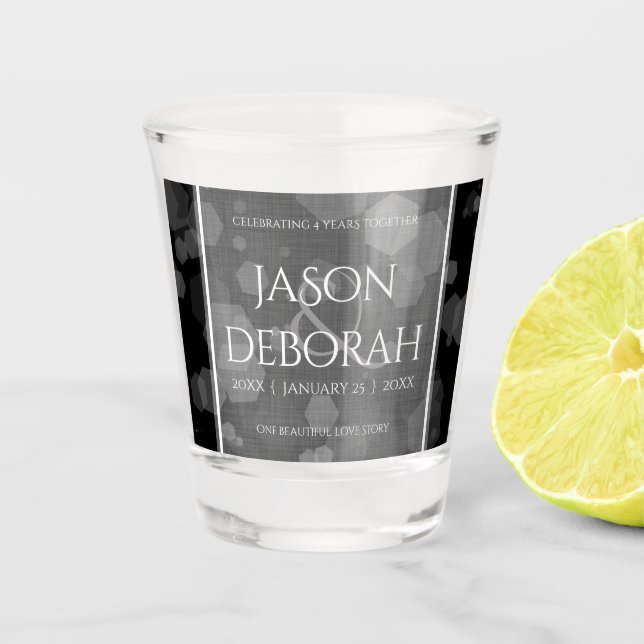 Eleganter 4. Geburtstag von Linen Schnapsglas (Vorderseite)