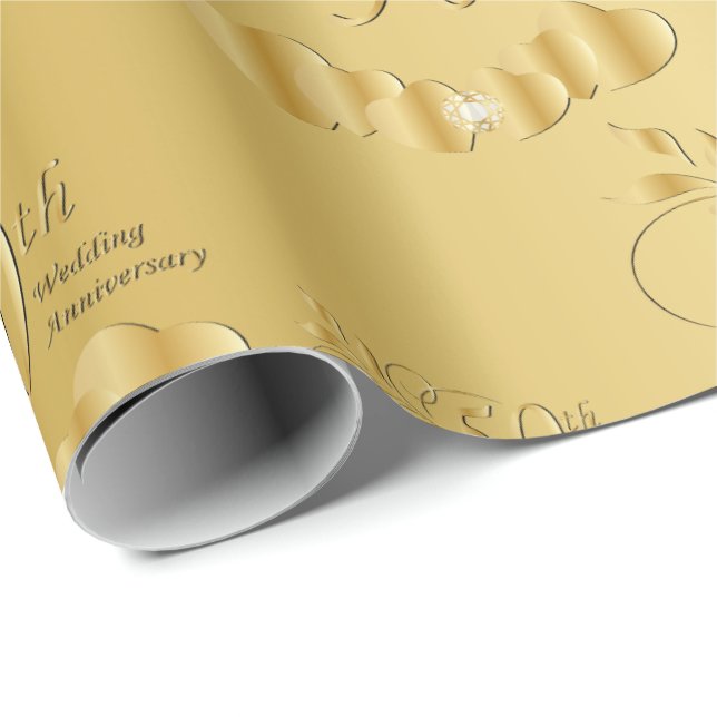 Eleganter 50. Geburtstag der Goldenen Hochzeit Geschenkpapier (Rolleneckpunkt)