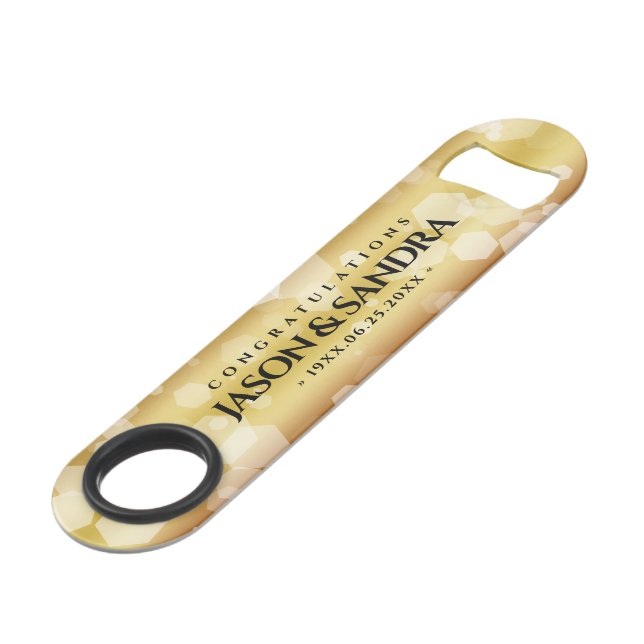 Eleganter 50. Geburtstag der Goldenen Hochzeit Speed Flaschenöffner (Vorderseite Schrägansicht)