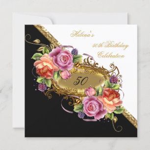 Eleganter 50. Geburtstag Rosa Flieder Weiß Gold Einladung