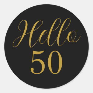 Eleganter 50. Geburtstag Schwarz Gold Runder Aufkleber