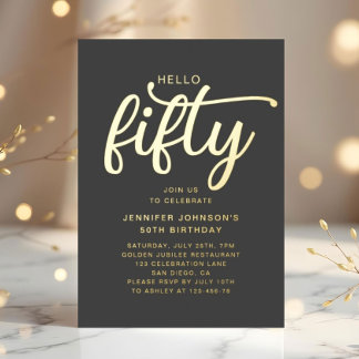 Eleganter 50. Geburtstag und vorzüglich Folieneinladung