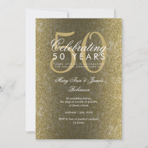 Eleganter 50. Hochzeitstag Gold Glitzer Einladung